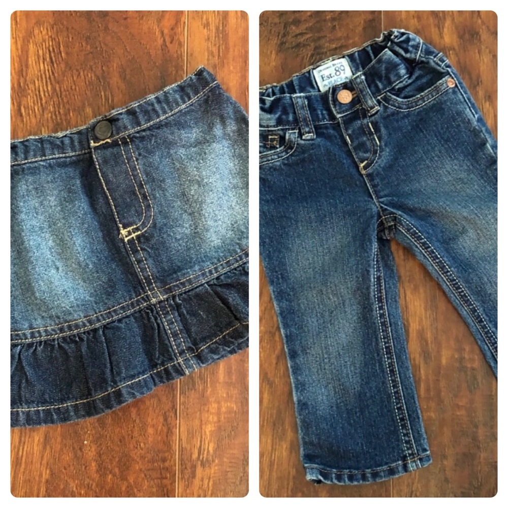 🤩Denim Jeans & Skirt Bundle! Like New! 9-12 mth